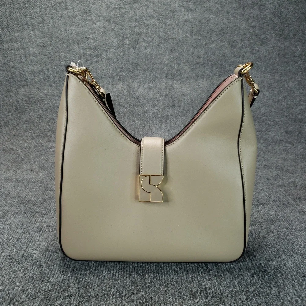 Kate‎ Spade Dakota Hobo Bag Womens Small Beige Leather Pink Lining Dust Bag